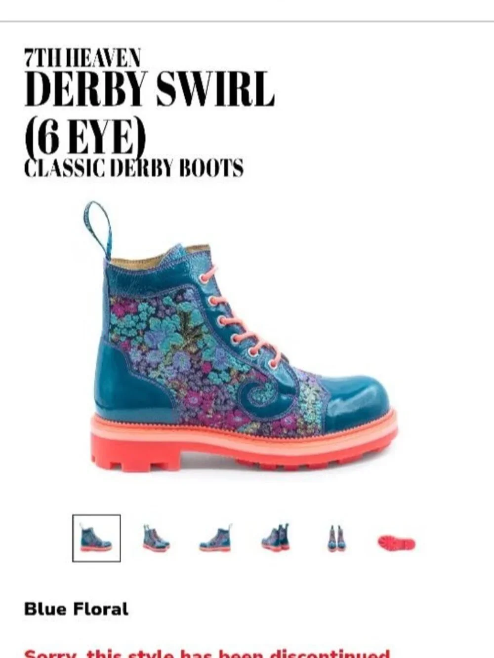 John Fluevog Derby Swirl Boots - Blue Floral Brocade